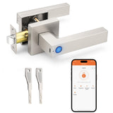 Probrico Smart Lock Keyless Entry Door Lock with Handle, Satin Nickel Smart Locks for Front Door Fingerprint Door Handle for Bed