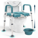 PELEGON Raised Toilet Seat with Handles (400lb) - Adjustable 3 in 1 Commode Chair for Toilet with Arms, Toilet Riser with Handle