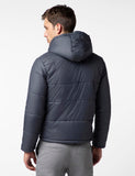 FYLTR Men's Lightweight Winter Puffer Jacket with Stand Collar & Hood- Full Zipper | Side Pockets | Front Patch Pockets with Snap Button,Graphite Slate