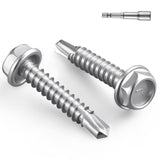 BNUOK #10 x 1 Inch Self Drilling Screws, 378pcs 3 lbs Self Tapping Screws for Metal, 410 Stainless Steel Hex Washer Head Sheet M