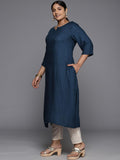 Libas Women'S Rayon Embroidered Straight Kurta (25316_Blue_6Xl)