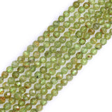 GEM-Inside Natural 4mm Faceted Green Peridot Gemstone Tiny Round Strand Loose Beads for Jewelry Making 15