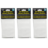 Ashley Productions Clear View Self-Adhesive Library Pocket 3.5 x 5, 25 Per Pack, 3 Packs