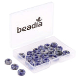 BEADIA Natural Blue Sodalite Rondelle Stone with Large Hole (4mm) Loose Semi Gemstone Beads for Jewelry Making 10mmx4mm 24pcs
