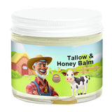 Tallow Honey Balm | Beef Tallow for Skin - Handmade All-Natural Moisturizer with Grass-Fed Beef Tallow & Raw Wild Honey for Smoo