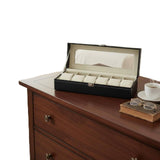 PEXORVA Glass Lid Watch Storage Box Padded Compartments Watch Display Box Metal Clasp Stitched Trim, 10 Slot|Jewelry & Watches |