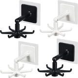 4 Pieces 360 Rotating Folding Hook Multi-purpose Hanging Utensil Holder Hook 180 Degrees Vertical Flip Self-Adhesive Hook Utensi