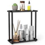 FWYH 2-Tier Metal Small Bathroom Makeup Organizer Vanity Countertop Skincare & Perfume Storage