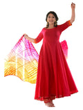 Gosriki Women'S Cotton Blend Anarkali Solid Kurta With Pant & Dupatta (Rangin Pink_L-Go_Pink_Large),Pink,,B09YHLMRQC