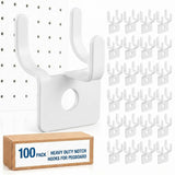 Tandefio Pegboard Hooks Metal Prong Hook Peg Board for Hanging Hangers for Picture Jewelry Wall Display Tool(White,100 Pcs)