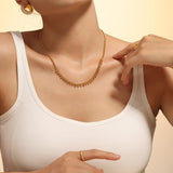 Gold Rhinestone Choker Necklace for Women 18K Gold Plated Titanium Steel Chain 40+5cm Adjustable Dainty Sparkle Jewelry for L