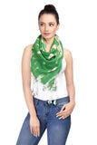 Verismo Scarf Soft Viscose Abstract Printed Green Color Square Scarf With Beautiful Fringes. Can Wear On Any Outfit Women Or Gir