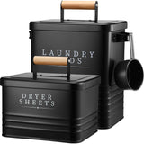 Yaocom 2 Pcs Laundry Pod Container with Dryer Sheet Holder Farmhouse Laundry Room Decor Organization and Storage Detergent Conta