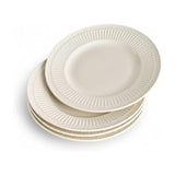 Mikasa Italian Countryside Set of 4 Porcelain Salad Plates, Classic Embossed White Plate Set, Microwave Dishwasher Safe, Cream,