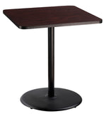 National Public Seating NPS 36 Square Cafe Table with Round Base, 42 Height, Particleboard Core/T-Mold, Mahogany Top, Black Fram