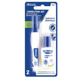 BAZIC Metal Tip Correction Pen & Correction Fluid (2/Pack)