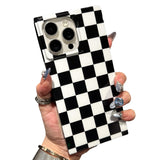 RoyMonkey Checkered Strong Magnetic Case for iPhone 14 Pro Compatible with MagSafe - Rectangular Checker Checkerboard - Shockpro