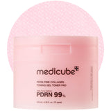 medicube Salmon DNA PDRN Pink Collagen Jelly Pad | Korean Gel Toner Pads with Niacinamide, Madecassoside, Retinol | Soothing, Ra