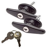 Gordon Glass Bauer Products (T-311 Black Sets) Blind Mount Locking T-Handle, (Pack of 2) | Keyed with Key K-127
