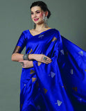 Flosive Woven Beautiful Mix Color Kanjivaram Silk Saree With Zari Weaving (Royal Blue)