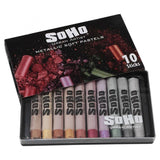 Soho Urban Artist Soft Pastels Set of 10 Iridescent MetAllic Colors, Vibrant Pastel Sticks for Art, Drawing, Blending, Layering,