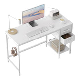 CubiCubi Computer Desk with 2 Drawers, 47 Inch Small Home Office Desk with Storage Study Writing Table, Pure White