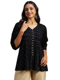 Libas Women'S Woven Design A-Line Kurtis (29133_Black