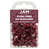 JAM PAPER Colorful Push Pins - Burgundy Pushpins - 100/Pack