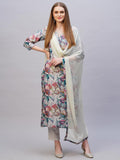 Gosriki Women'S Rayon Blend Printed Straight Kurta With Pant & Dupatta (Habibi Grey-Nb-Gs_Xxl_Grey_Xx-Large),Grey,2,B0CYGQ9DX4