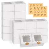 WINKIO 24pcs White Cookie Boxes, 4x4x2.5 Inches Bakery Boxes with Window, for Mini Cake Treat Dessert Pastry Donuts Macaroon Str