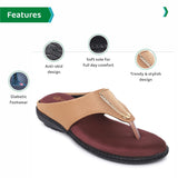 Ortho Joy Fancy Doctor Slippers | Stylish Chappal For Women | Comfortable Flat Sandals For Women Stylish,Beige,3,B09VT8T2KQ