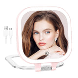 FASCINATE 10X Magnification Compact Travel Makeup Mirror with Lights and Magnification, 3.5 inch Portable 1X/10X Magnifying Mirr