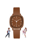 Spiky Analog Watch For Kids (Brown) | Water Resistant & Lightweight | Durable & Soft Silicone Strap | Stylish Unisex Birthday Gi