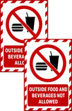 VAAIMAI Outside Food And Beverages Not Allowed Sign Board | 812 Inch | Red | Pack of 2 | Signage for Office, Home & School | Vin