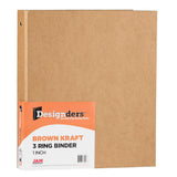 JAM PAPER Kraft 1 inch Binder Natural Recycled Kraft 3 Ring Binder Sold Individually