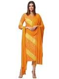 Anni Designer Women'S Cotton Blend Straight Printed Kurta With Pant & Dupatta (Makhan Mustard_Xl_Mustard_X-Large),Mustard,XL