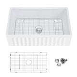 Mocoloo 36 White Kitchen Sink - 36 x 20 Inch Farmhouse Sink Ceramic Reversible Curved Apron Front Porcelain 10 Deep Single Bowl
