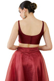 Soch Women Red Satin Solid Sleeveless Blouse(Maroon_34)