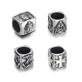 EMBLAASK 4 Pcs Mixed Style 8mm Large Hole Stainless Steel Beads Cube Metal Spacer Loose Bead for Jewellery Making Findings and C