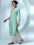 Libas Women'S Cotton Ethnic Motifs Straight Kurta (37238 Sea Green Sea Green L