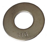 Type 316 Stainless Steel Common Flat Washers Size 1/4 (pack of 100pcs) Marine Bolt Supply