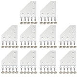 10Pcs 3030 Corner Bracket Joint Plate L Shape 5 Hole Aluminum Extrusion Connector with 50Pcs T-Nuts, 50Pcs Screws and 1Pcs Wrench for Aluminum Extrusion Profile (Silver)