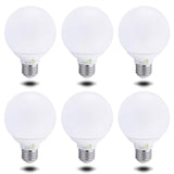 6 Pack Bioluz Dimmable Globe LED G25 Bulbs, 40 Watt Replacement (Uses 6 Watts), Warm White (2700K), 450 Lumens UL Listed - Dimmi