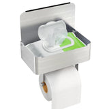 JUYSON Toilet Paper Holder with Shelf, Flushable Wipes Dispenser Fits for Bathroom Wipe Storage, Keep Your Wipes Hidden Out of S