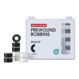 Poolin Prewound Bobbins Richword Selected 25PCS White+Black Size A, Plastic Sided, 70D/2(60WT) Polyester Bobbin Thread for Singl
