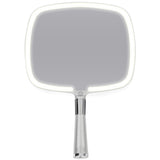 MIRRORVANA Lighted Travel Makeup Mirror - 2 in 1 Hand Mirror & Table Mirror with 3 Lighting Modes, Detachable Stand and Comfy Ha