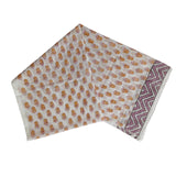 Penkraft Qyaari White Elegance With Yellow Floral Hand Block Printed Cotten Stole