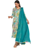 Gosriki Women'S Cotton Blend Printed Straight Kurta With Pant & Dupatta (Ruth Rama-Nw-Gs_Xl_Multi_X-Large),Rama Blue,,B0D4J7FG3Z