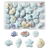 MakemadeDIY 22Pcs Handmade Porcelain Shell - Shaped Beads Strands - Mixed Color Ceramic Beads for Jewelry Making, DIY Crafts, an