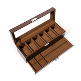 Enakshi (LABEL) PEXORVA PU Leather Watch Jewelry Box Pullout Drawer TwoTier Watch Box Divided Compartments Storage Container M
